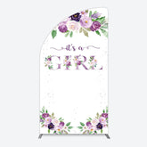 Lofaris Floral Purple Series Girl Baby Shower Half Moon Arch Backdrop